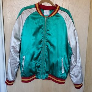 Satin Skull Bomber Jacket - Urban Outfitters